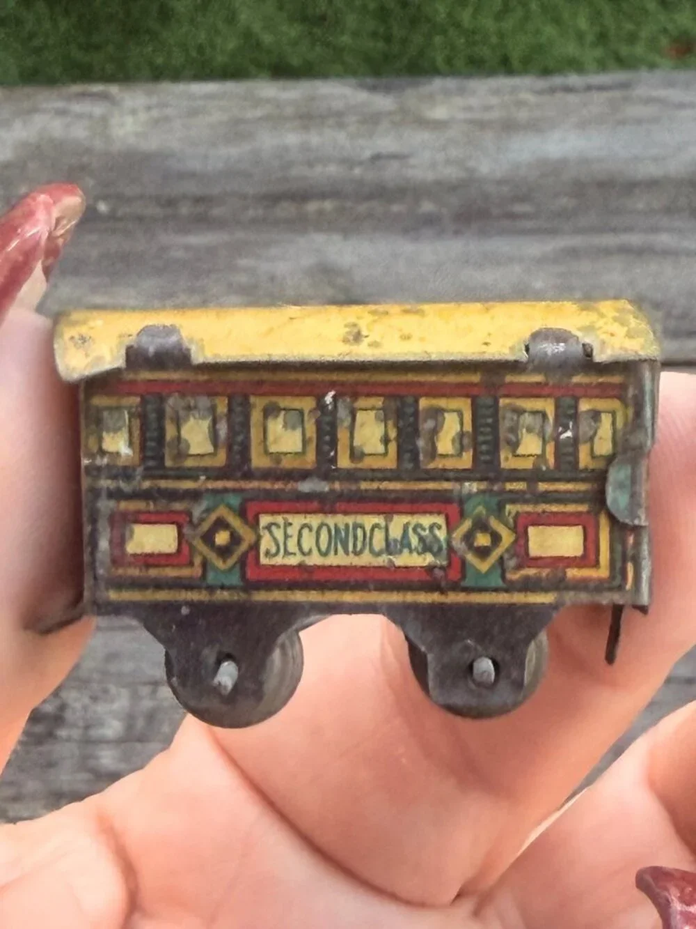 Vintage Lot 1930's Tin Litho Penny Toy Train Cars First Second Class Japan